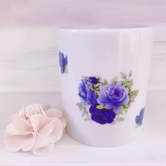 薔薇 マグカップ サイズ：M ブルーローズ バラ 食器 コップ 花 プレゼント 贈り物にもおすすめ 2枚目の画像