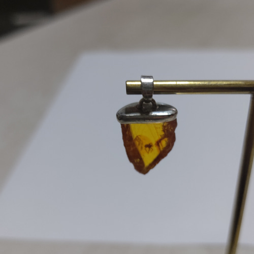 蜘蛛入り琥珀シルバーペンダントトップ ペンダントトップ あとりえ-た