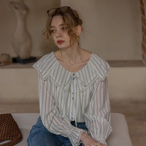 オリジナルデザイン フリル襟 長袖ブラウス ブラウス hellodream 通販