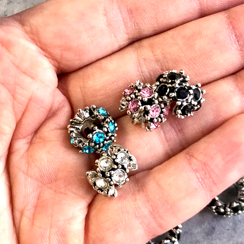 カスタムボールペン 2個/ブルー ビジューシルバーロンデル BE251BE  