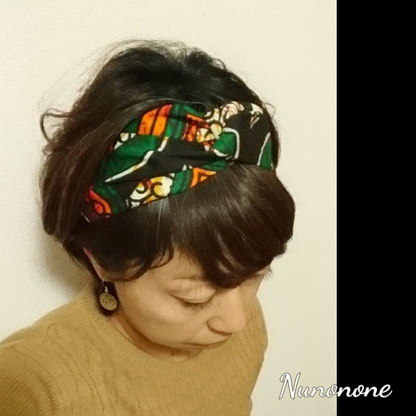 京都手染め布のクロスヘアバンド(mix) 4枚目の画像