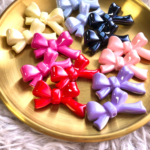 カスタムボールペン 2個/ぷっくり立体リボンビーズ BE250 ビーズ