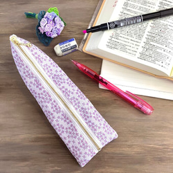 畳縁　筆盒　 繡球花　紫色的　日式 第1張的照片