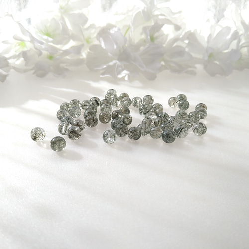 6mm 4個 グリーンルチルクォーツ 良質 天然石 ラウンド 丸玉 天然石