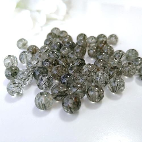 6mm 4個 グリーンルチルクォーツ 良質 天然石 ラウンド 丸玉 天然石