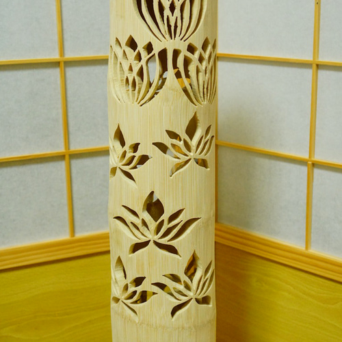 ◇両面彫◇竹あかり・竹灯り・竹灯籠・竹ランプ ～～ ☆睡蓮  