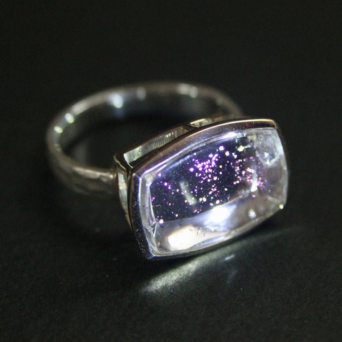 1点もの K10 ピンクファイヤークォーツ リング 指輪（レクタングル