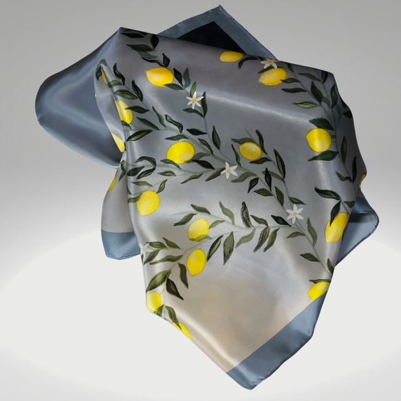 トルコ製シルクスカーフ　<レモン> 3枚目の画像