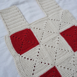 コットン素材のクロシェバッグ　モチーフ編み　かぎ針編みバッグ　手編みバッグ 7枚目の画像