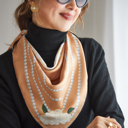 エレガントマダムのスカーフ「Paris（パリ）」ベージュ【母の日ギフト