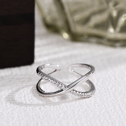 スワロフスキー クロスデザイン リング クロス デザイン リング キラキラ ジルコニア シンプル ピンクゴールド