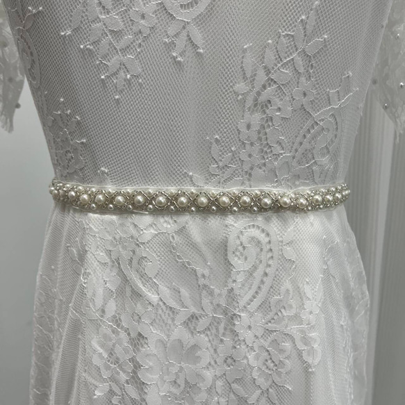 送料無料！大人気上昇 ホワイトウエディングドレス 3D立体レース刺繍 パール マーメイドライン 10枚目の画像