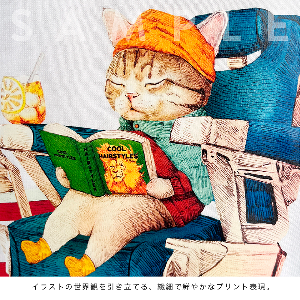 厚みのあるBIGシルエットTシャツ「Journey with you ついてくるネコ」/送料無料