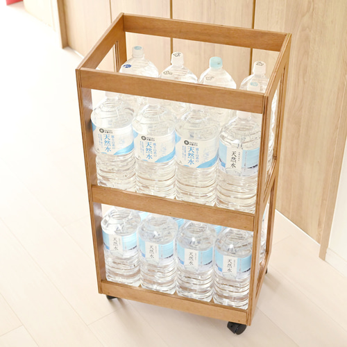 レア　ペットボトル収納箱（2L×6本）2台 ペットボトルラック 2段 2リットルペットボトル24本収納 災害備蓄に
