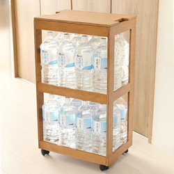 ペットボトル収納木箱 2リットル 蓋付き 6本収納 受注生産 収納