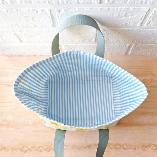 巾着ランチバッグ&保温保冷ペットボトルカバー《ミモザ×ー青い鳥