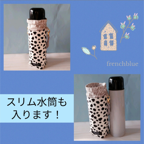 巾着ランチバッグ&保温保冷ペットボトルカバー《ミモザ×ー青い鳥