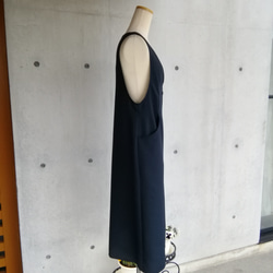 Mサイズ セール　肩がずり落ちない 前開きダイヤ柄織のジャンパースカート ネイビーカラー　116200-30-M 4枚目の画像