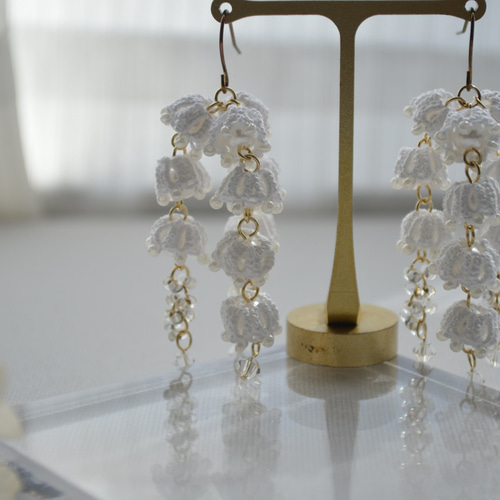 ハレノヒ】鈴蘭のタティングレースイヤリング/ピアス プレ花嫁様