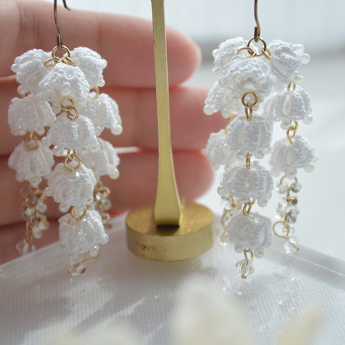 ハレノヒ】鈴蘭のタティングレースイヤリング/ピアス プレ花嫁様