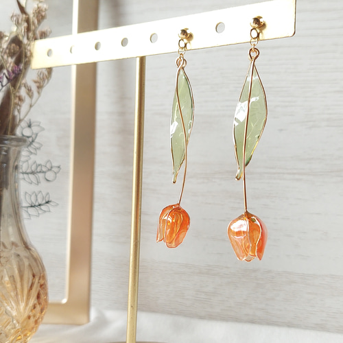 ☆❤️ チューリップ　春　ピアス　イヤリング　ハンドメイド 春のキャンバス ｰ Tulip】 ピアス/イヤリング アクセサリー