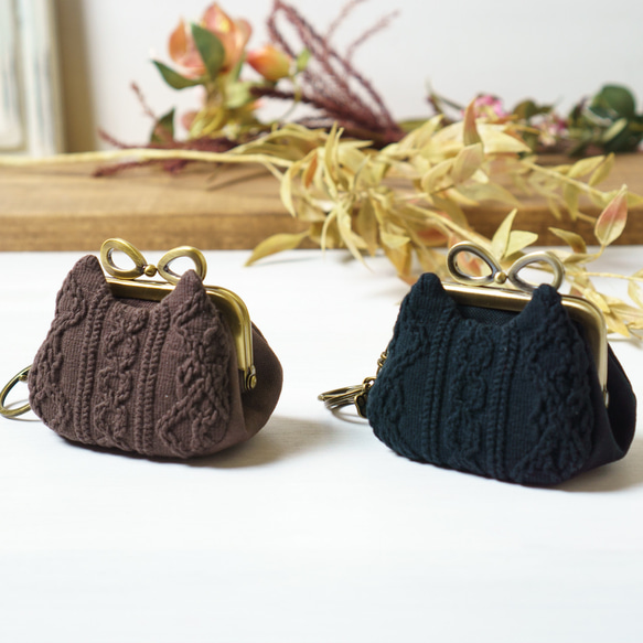 ミルクチョコ・アズネコ・ミニがま口ポーチ 11枚目の画像