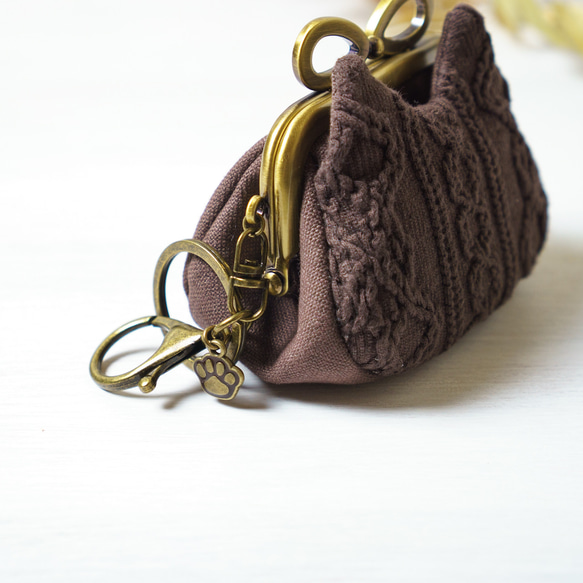 ミルクチョコ・アズネコ・ミニがま口ポーチ 6枚目の画像