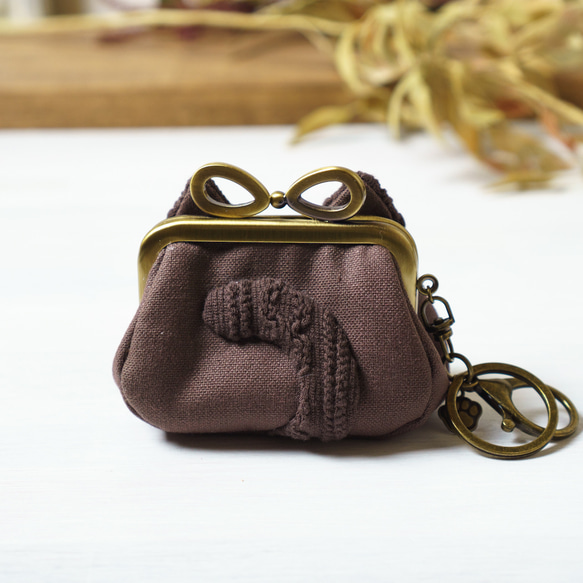 ミルクチョコ・アズネコ・ミニがま口ポーチ 3枚目の画像