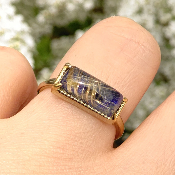 ルチルクォーツ × ラピスラズリ ダブレット LSQカボ細長