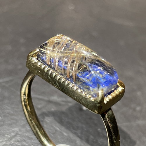 ルチルクォーツ × ラピスラズリ ダブレット LSQカボ細長