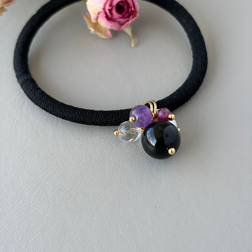 モリオン10㎜×ルビー×アメジスト×水晶×パール｜がんばる女性を応援する