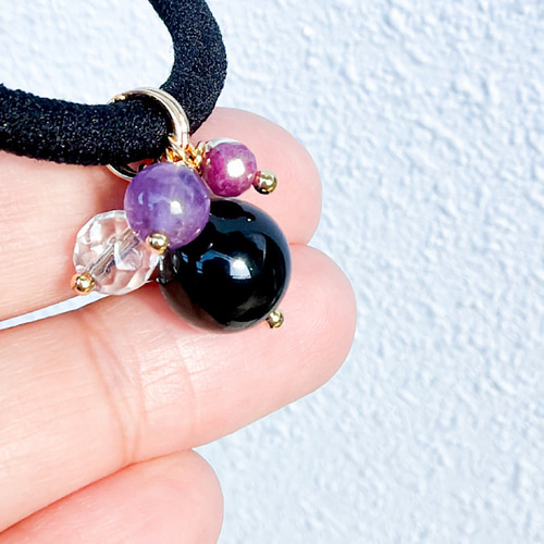 モリオン10㎜×ルビー×アメジスト×水晶×パール｜がんばる女性を応援する