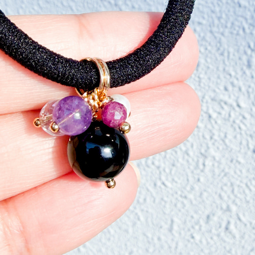 モリオン10㎜×ルビー×アメジスト×水晶×パール｜がんばる女性を応援する