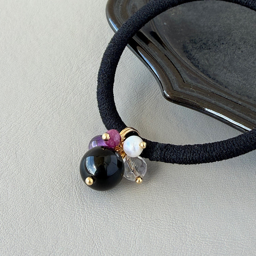 モリオン10㎜×ルビー×アメジスト×水晶×パール｜がんばる女性を応援する