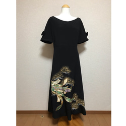 67☆黒留袖☆着物リメイク ☆レディースM☆ブルゾン☆スカジャン