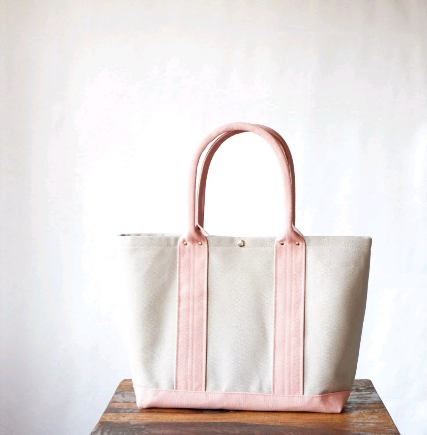 A4トート◇classic |倉敷帆布| ライトピンク×アイスグレー