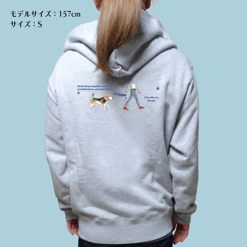 グレー フード付き ジップアップ パーカー