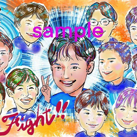 デジタル似顔絵のプレゼント/額、花、リボン、手提げつき