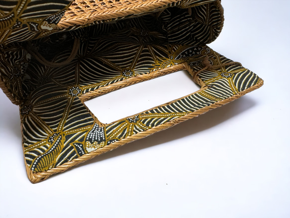 アタ ハンドバッグ　アタバッグ 天然素材 ラタン　伝統工芸　手編み　小物　カゴバッグ 長方形 2種類 バティック 5枚目の画像