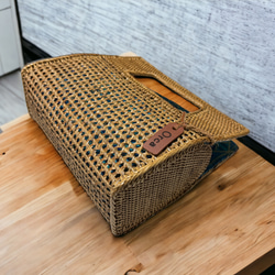 アタ ハンドバッグ　アタバッグ 天然素材 ラタン　伝統工芸　手編み　小物　カゴバッグ 長方形 2種類 バティック 11枚目の画像