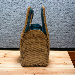 アタ ハンドバッグ　アタバッグ 天然素材 ラタン　伝統工芸　手編み　小物　カゴバッグ 長方形 2種類 バティック 10枚目の画像