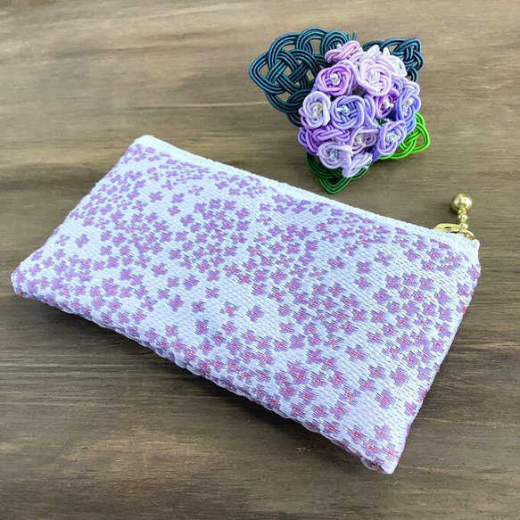 畳縁　零錢包　繡球花　日式　紫色的 第3張的照片