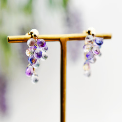 No.565 ラベンダーパープルケシパールのイヤリング／ピアス
