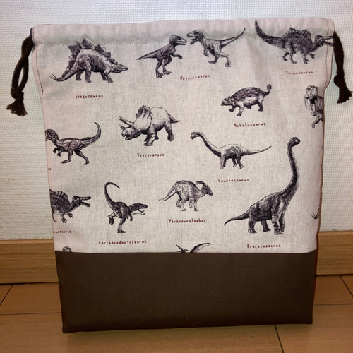 専用！レッスンバッグ　通園バッグ　シューズ袋　コップ袋　恐竜　ダイナソー　4点 名入れ 入園入学セット 4点 恐竜刺繍 ダイナソー 恐竜 イエロー
