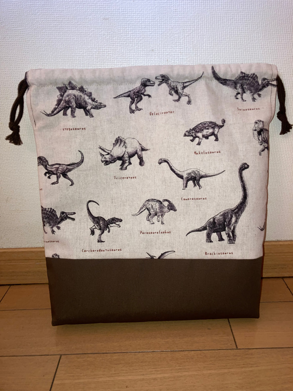 ダイナソー　レッスンバッグシューズバッグ体操服袋　恐竜　入園入学　ハンドメイド 5枚目の画像