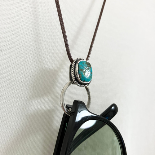 キングマン ターコイズ グラスホルダー シルバー ネックレス