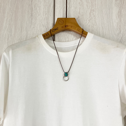 キングマン ターコイズ グラスホルダー シルバー ネックレス