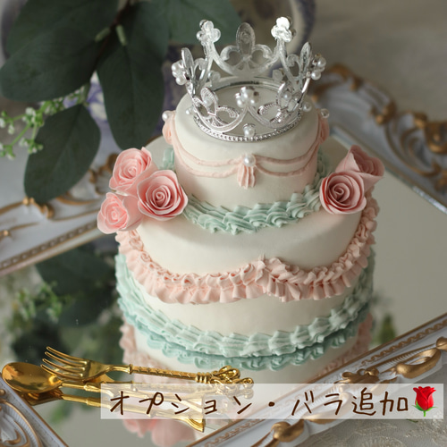 ティアラを付けたプリンセス・バースデー 2段クレイケーキ 誕生日