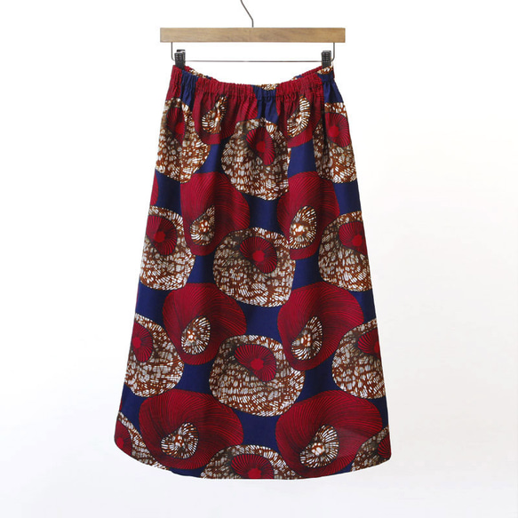 アフリカ布のギャザースカート（ フラワー ）アフリカンプリント アフリカンファブリック 5枚目の画像