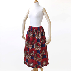 アフリカ布のギャザースカート（ フラワー ）アフリカンプリント アフリカンファブリック 8枚目の画像
